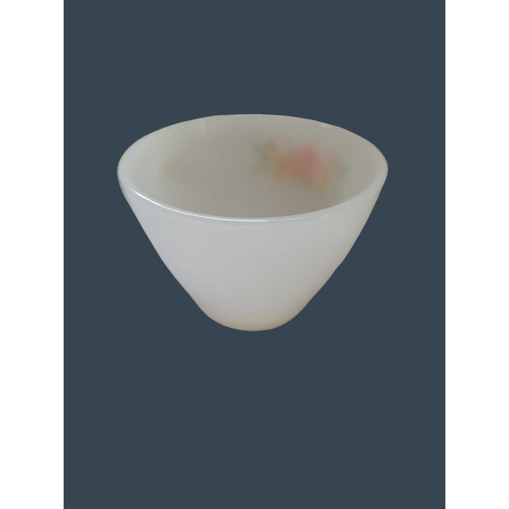 VTG Fire King Cup Milk Glass Yellow Orange Flower Floral Anchor Hocking Tea USA - Picture 4 of 6